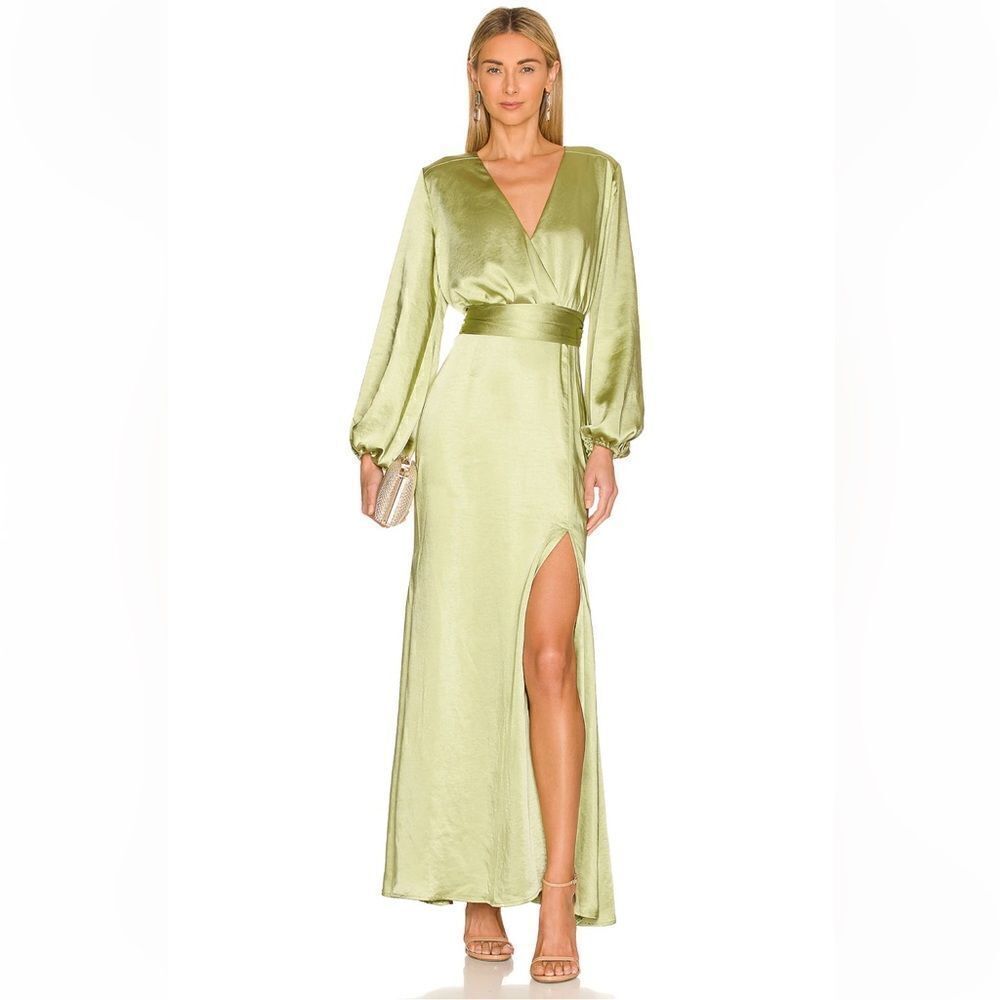 Elliatt Kai Long Sleeve Maxi Dress in Avocado,.Size S